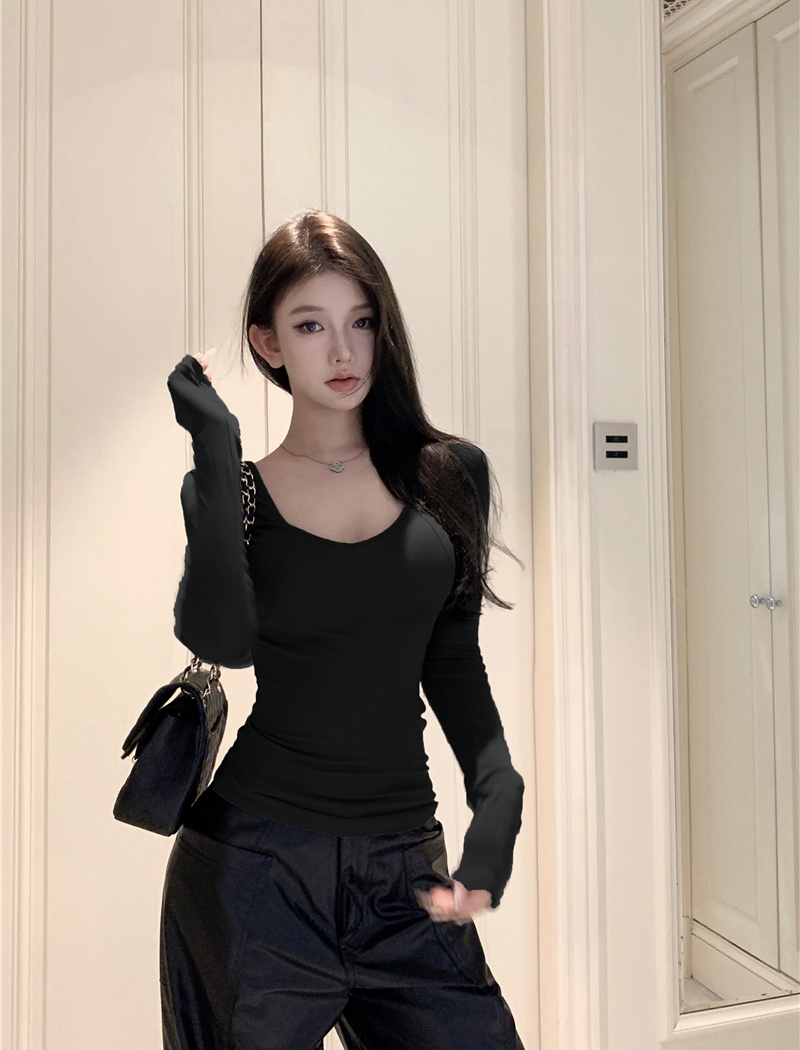 Long sleeve T-shirt V-neck bottoming shirt for women