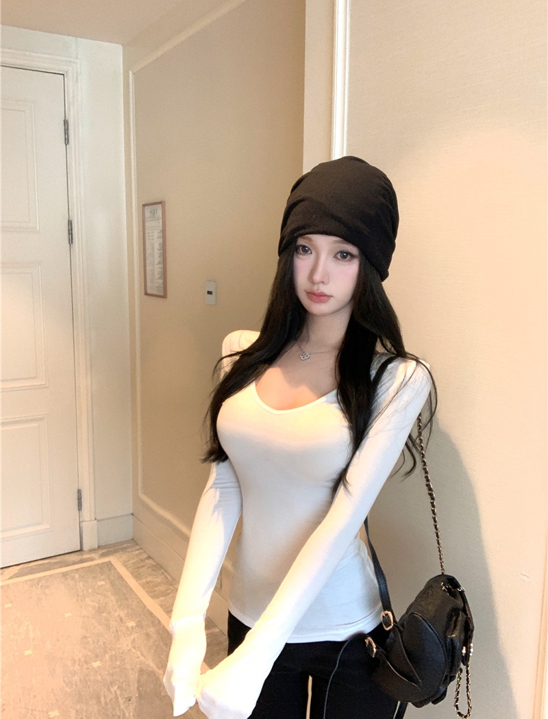 Long sleeve T-shirt V-neck bottoming shirt for women