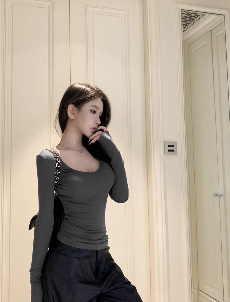 Long sleeve T-shirt V-neck bottoming shirt for women