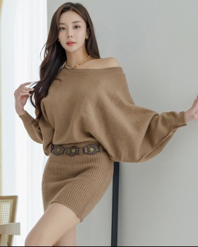 With belt horizontal collar T-back hip dress for women