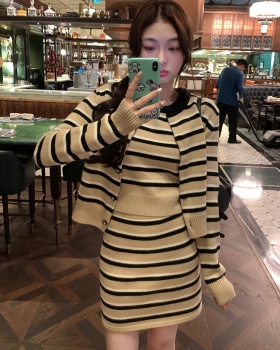 Stripe sweater spring cardigan 3pcs set for women