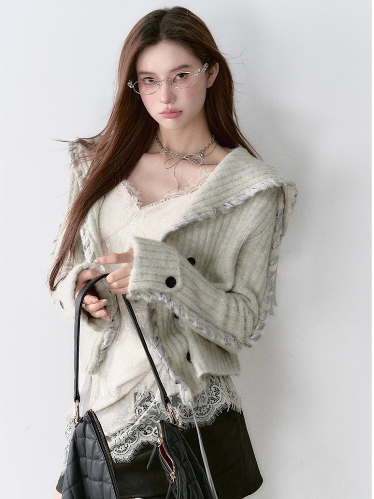 Loose large lapel coat streamer autumn cardigan for women