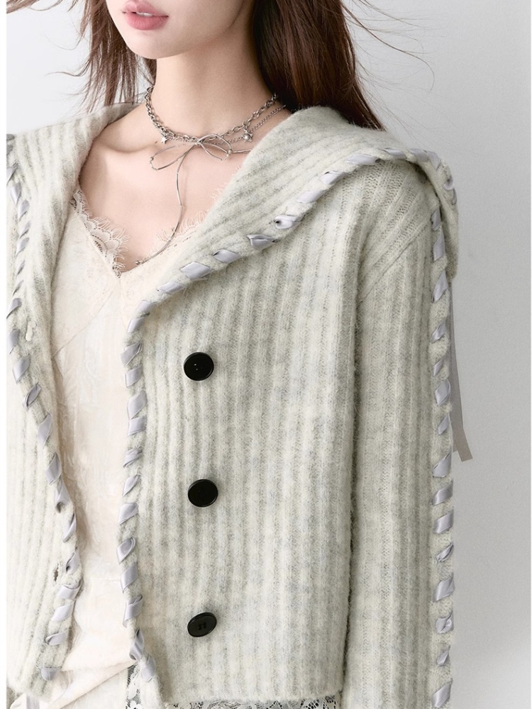 Loose large lapel coat streamer autumn cardigan for women