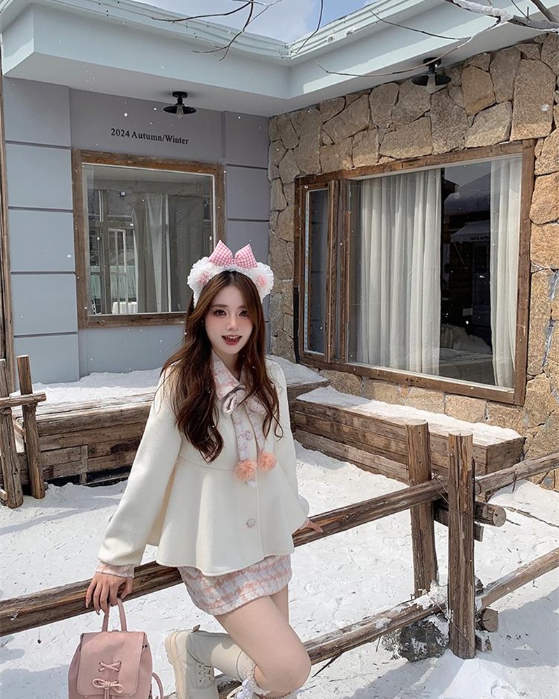 Autumn and winter coat short skirt 2pcs set for women