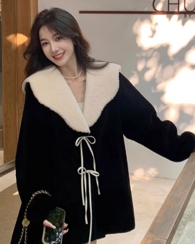 Winter lambs wool fur coat velvet jacket overcoat for women