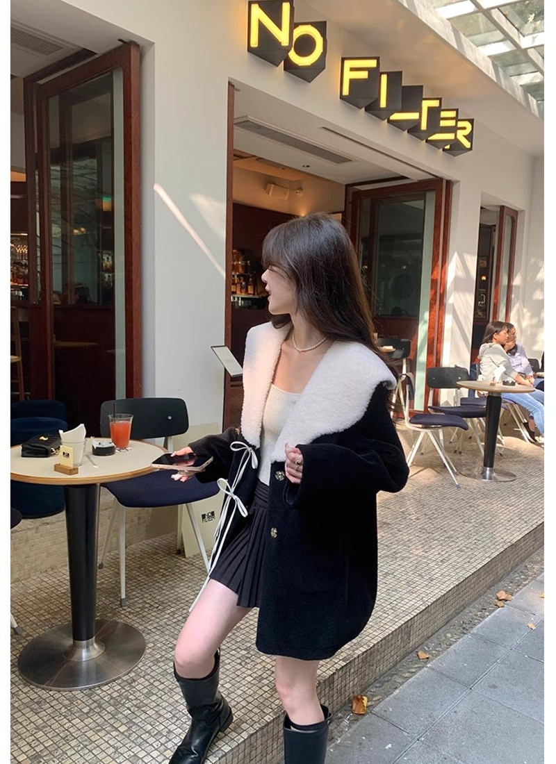 Winter lambs wool fur coat velvet jacket overcoat for women