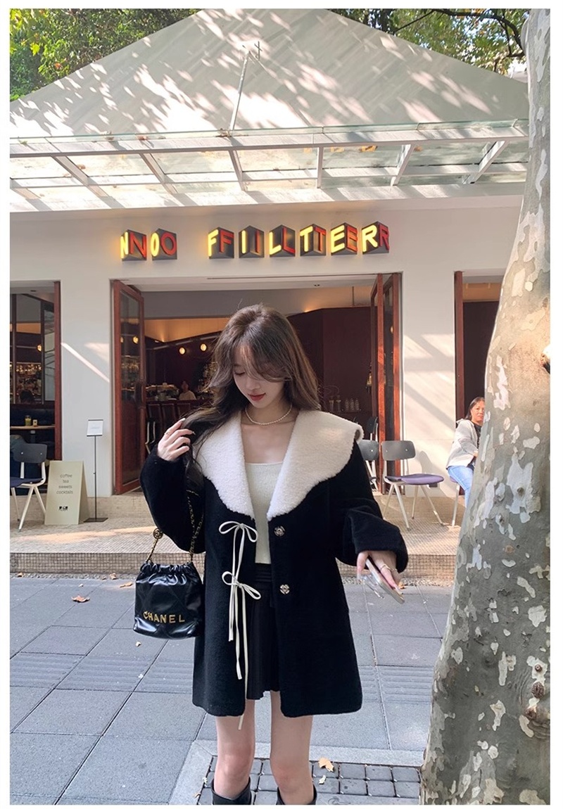 Winter lambs wool fur coat velvet jacket overcoat for women