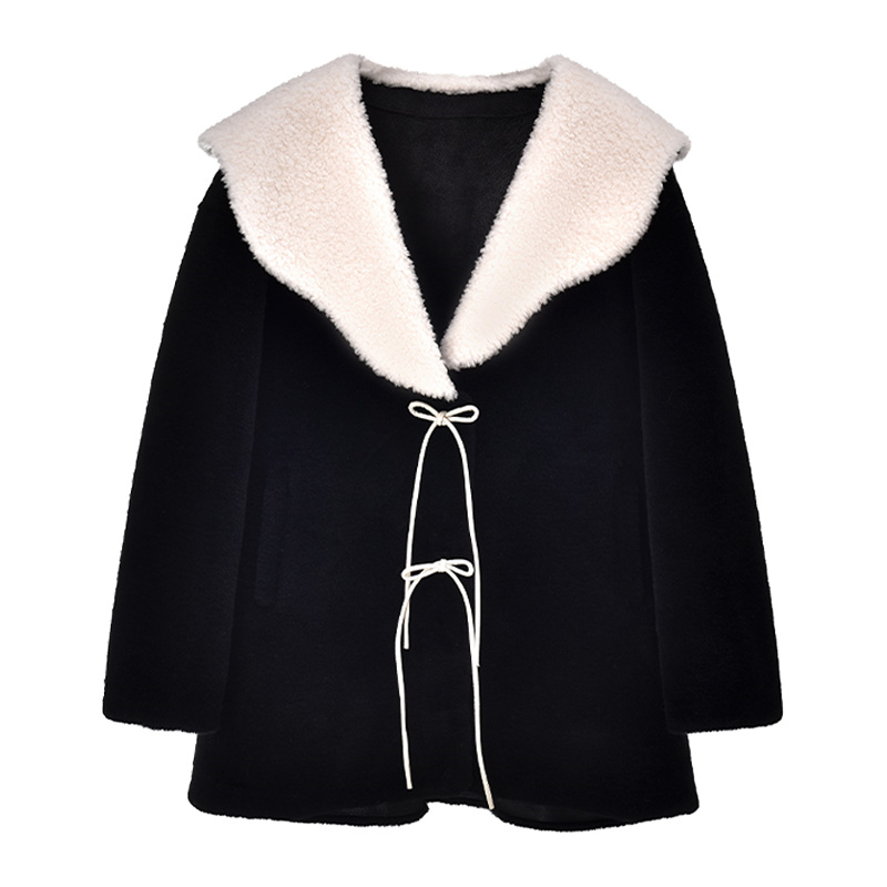 Winter lambs wool fur coat velvet jacket overcoat for women