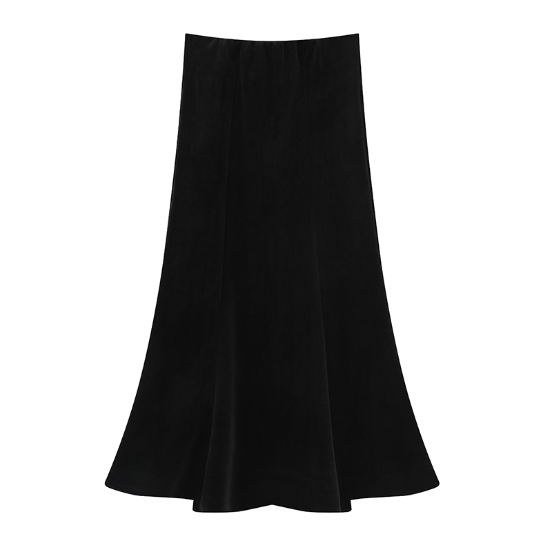 High waist package hip A-line black slim skirt for women