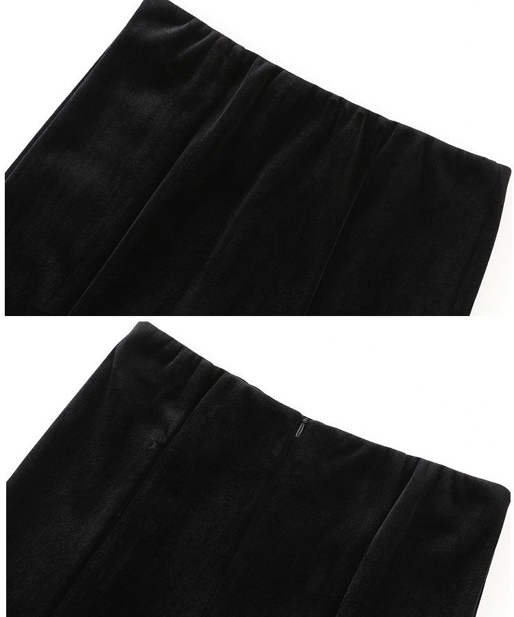 High waist package hip A-line black slim skirt for women