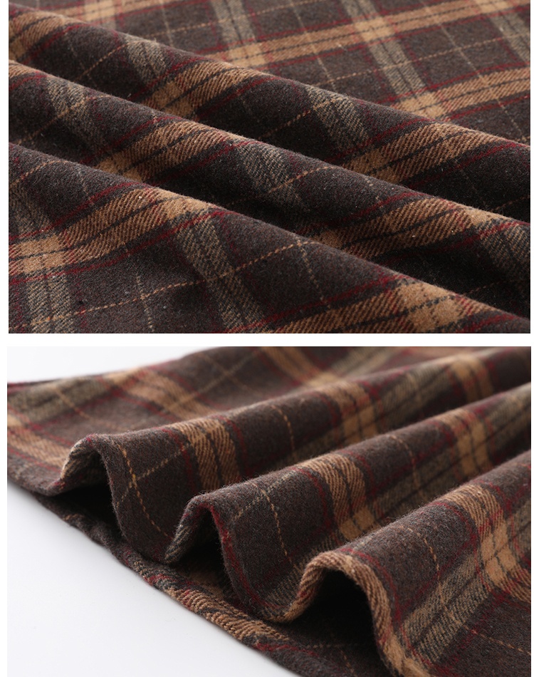 Autumn and winter plaid woolen long skirt for women