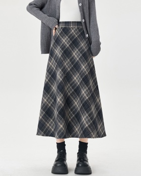 Plaid autumn and winter loose high waist skirt