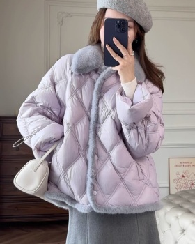 Fashion quilted cotton coat purple autumn coat for women