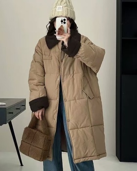 Lapel long corduroy coat Western style down loose cotton coat