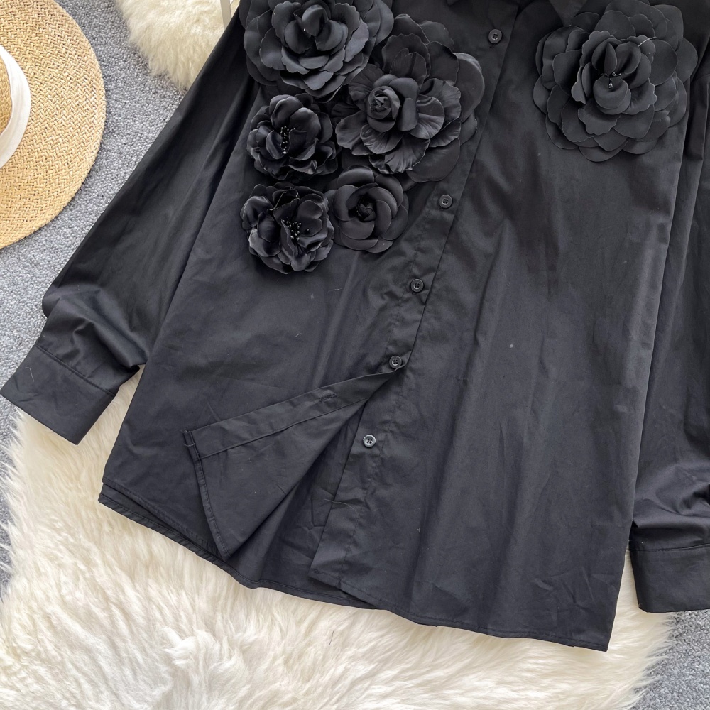 Autumn loose shirt retro light luxury tops for women