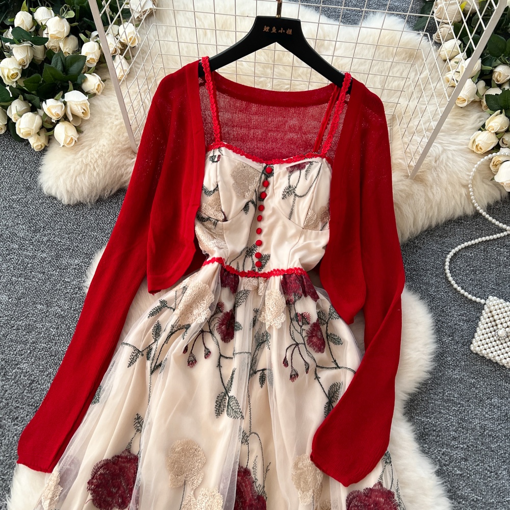 Big skirt dress sweater 2pcs set for women