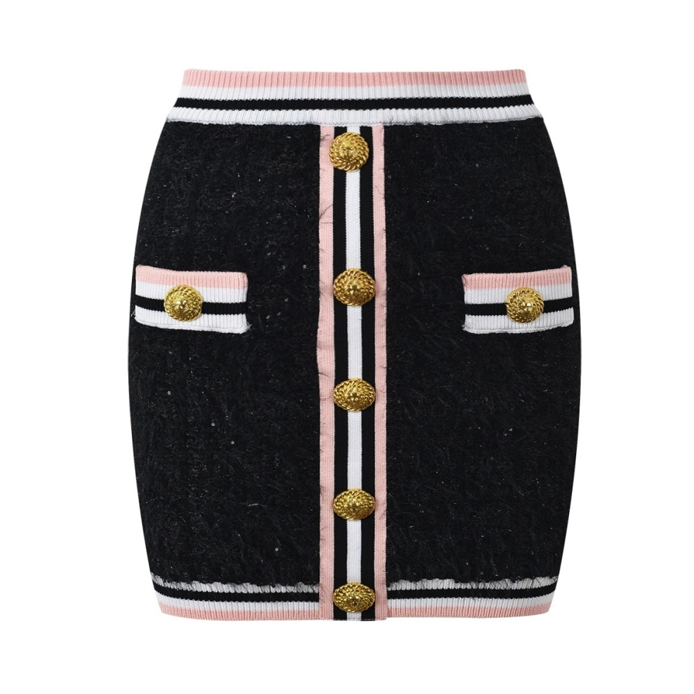 Package hip knitted skirt short autumn tops 2pcs set