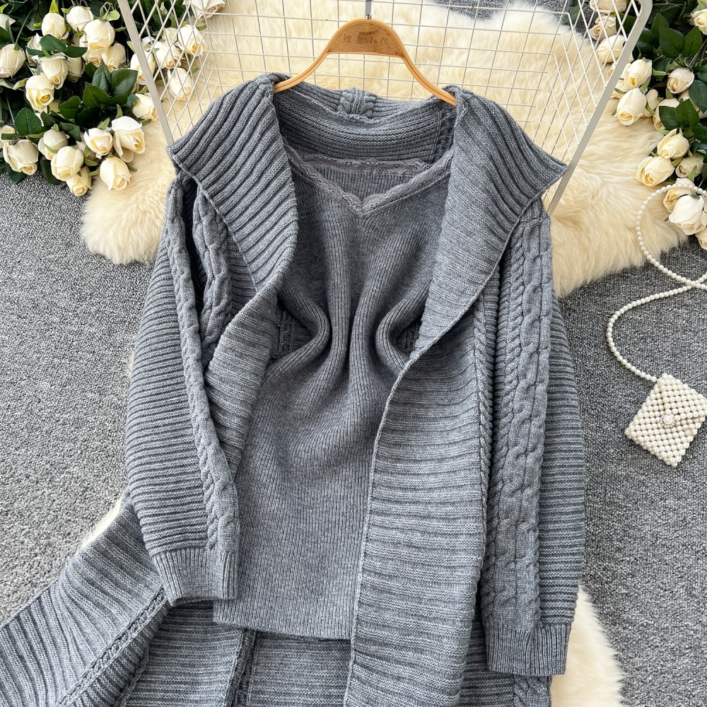 Sling dress Korean style coat 2pcs set for women