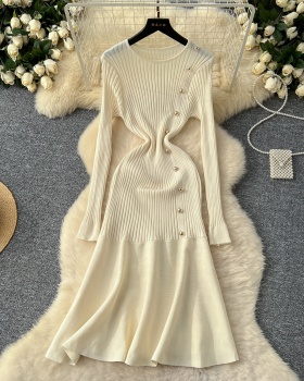 Metal buckles sweater dress winter dress for women