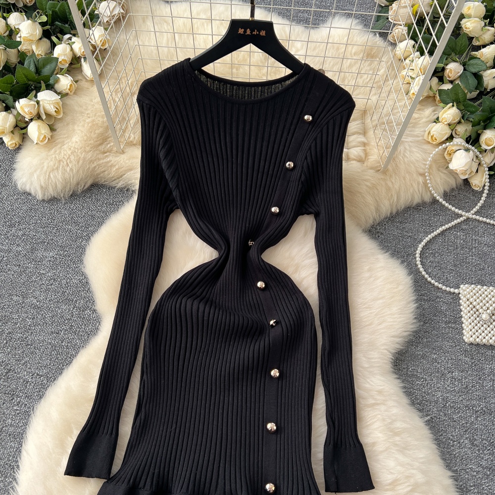 Metal buckles sweater dress winter dress for women