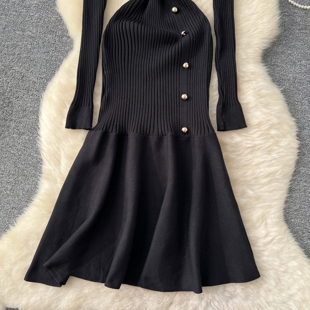 Metal buckles sweater dress winter dress for women