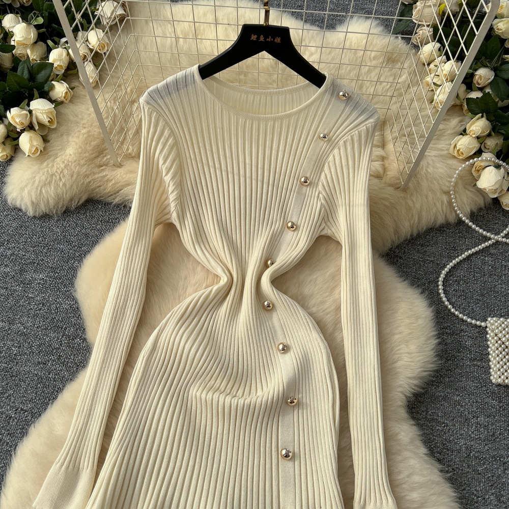 Metal buckles sweater dress winter dress for women