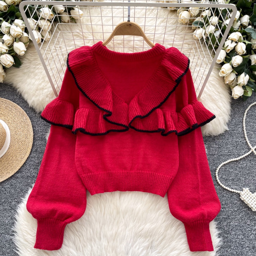 Ladies retro sweater knitted light luxury tops for women