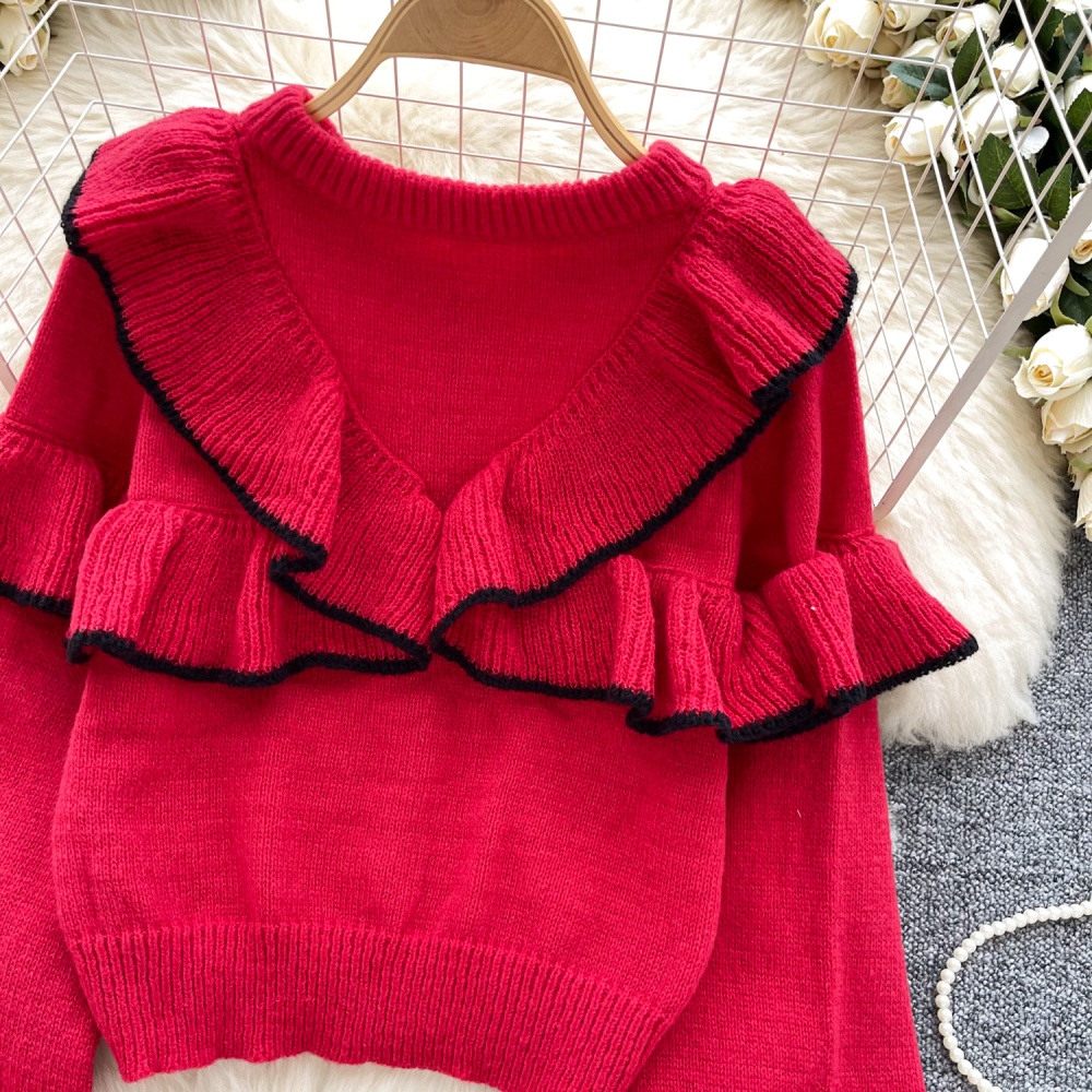 Ladies retro sweater knitted light luxury tops for women