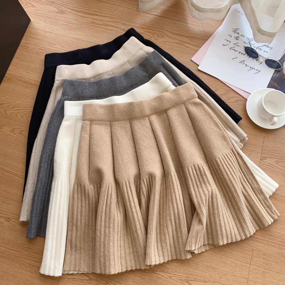 Slim A-line short skirt winter knitted skirt for women