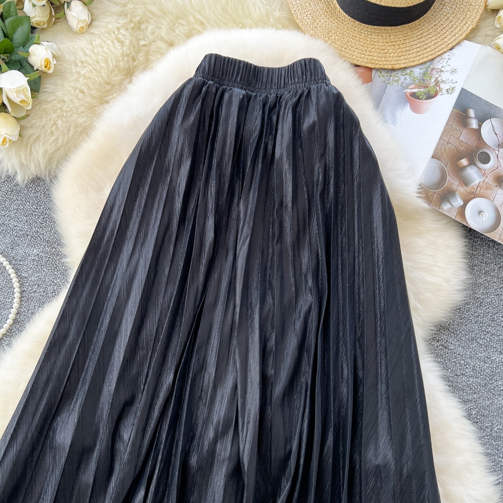 A-line metal high waist pleated skirt for women