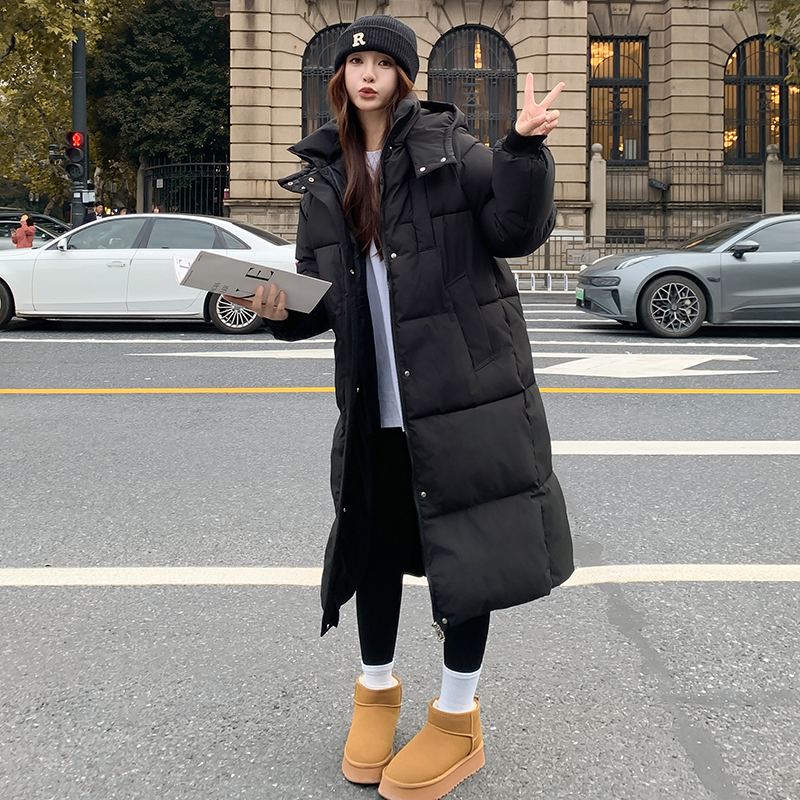 Loose long coat Korean style thick cotton coat for women