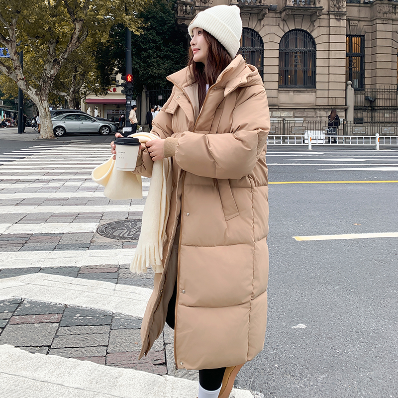 Loose long coat Korean style thick cotton coat for women