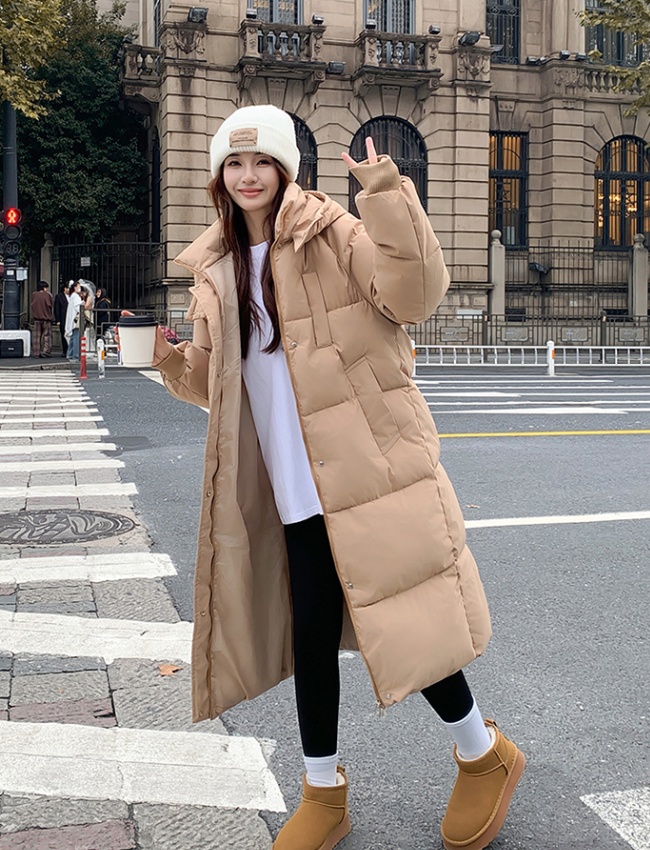 Loose long coat Korean style thick cotton coat for women