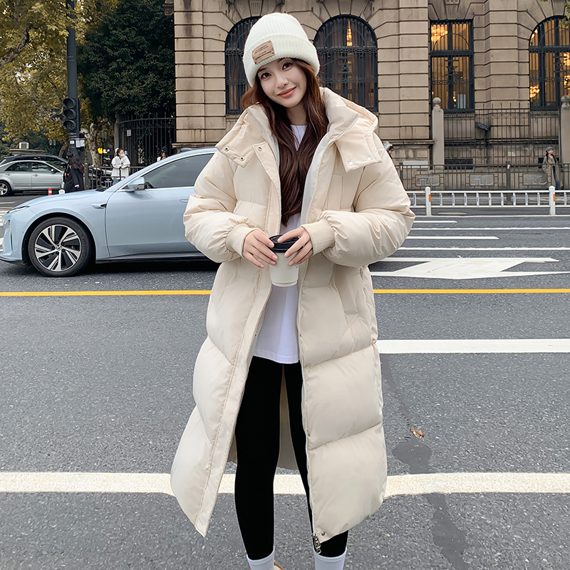 Loose long coat Korean style thick cotton coat for women