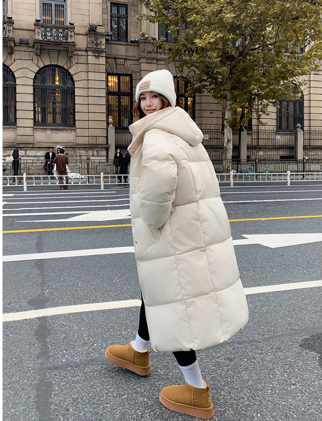 Loose long coat Korean style thick cotton coat for women