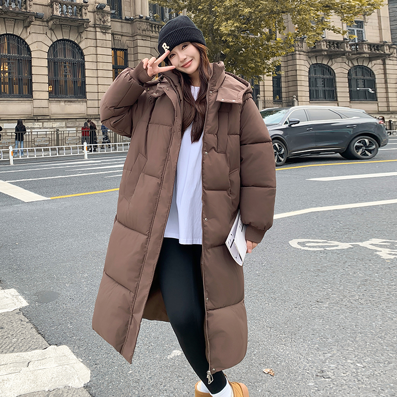 Loose long coat Korean style thick cotton coat for women