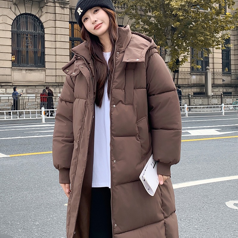 Loose long coat Korean style thick cotton coat for women