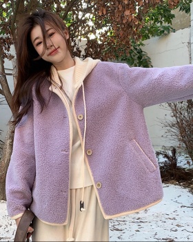 Long sleeve Korean style tops lambs wool Casual coat for women