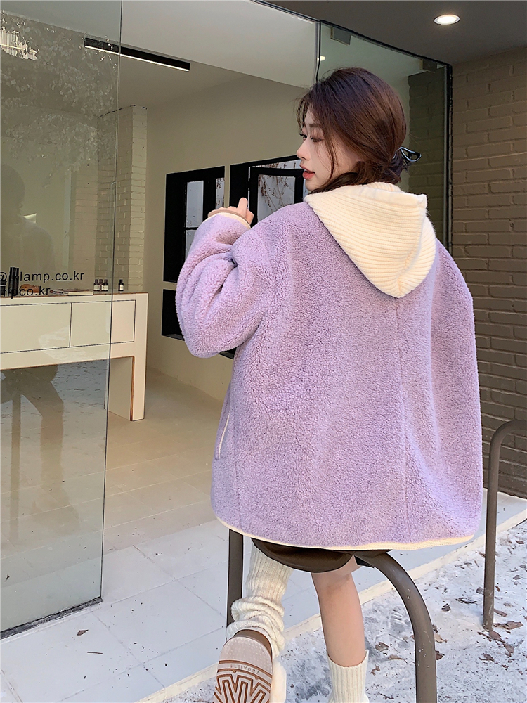 Long sleeve Korean style tops lambs wool Casual coat for women