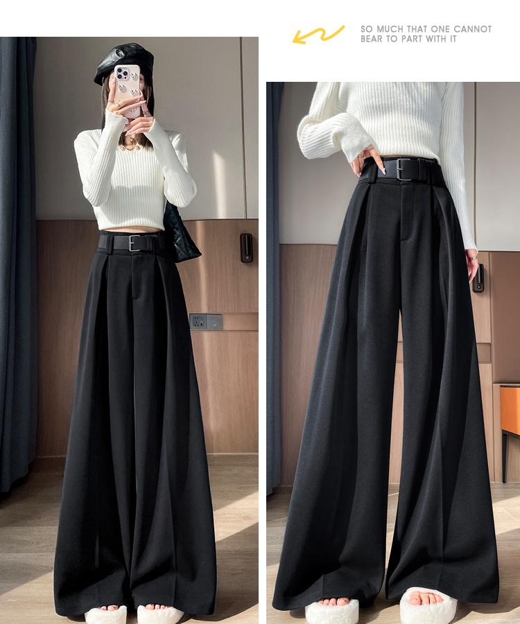 Slim autumn business suit straight wide leg pants for women