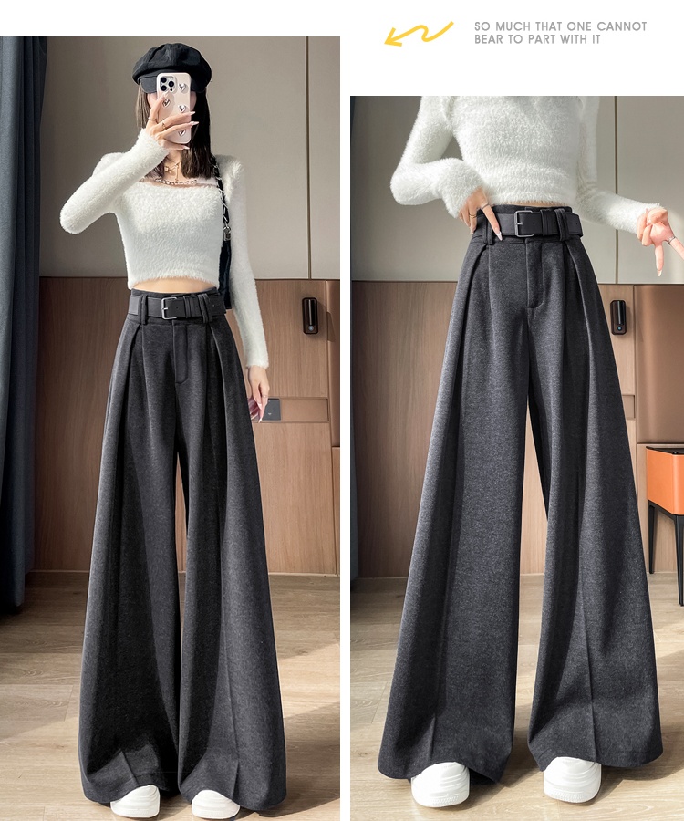 Slim autumn business suit straight wide leg pants for women