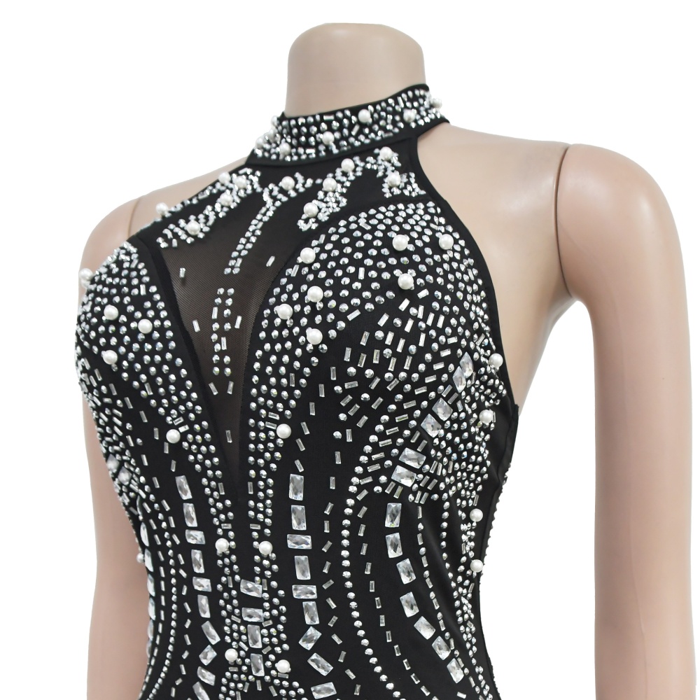 Fashion rhinestone European style halter slim dress