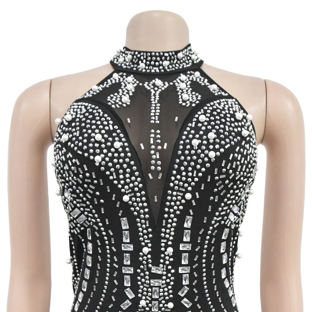 Fashion rhinestone European style halter slim dress