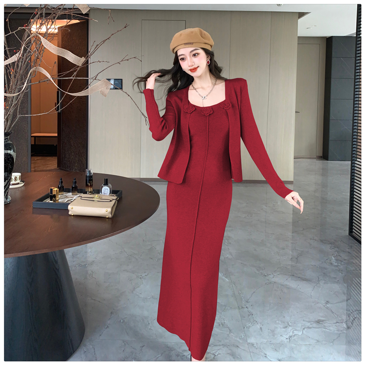 American style cardigan sexy dress 2pcs set for women