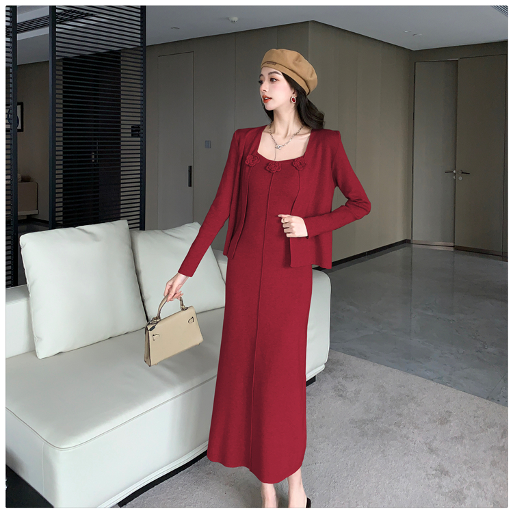 American style cardigan sexy dress 2pcs set for women