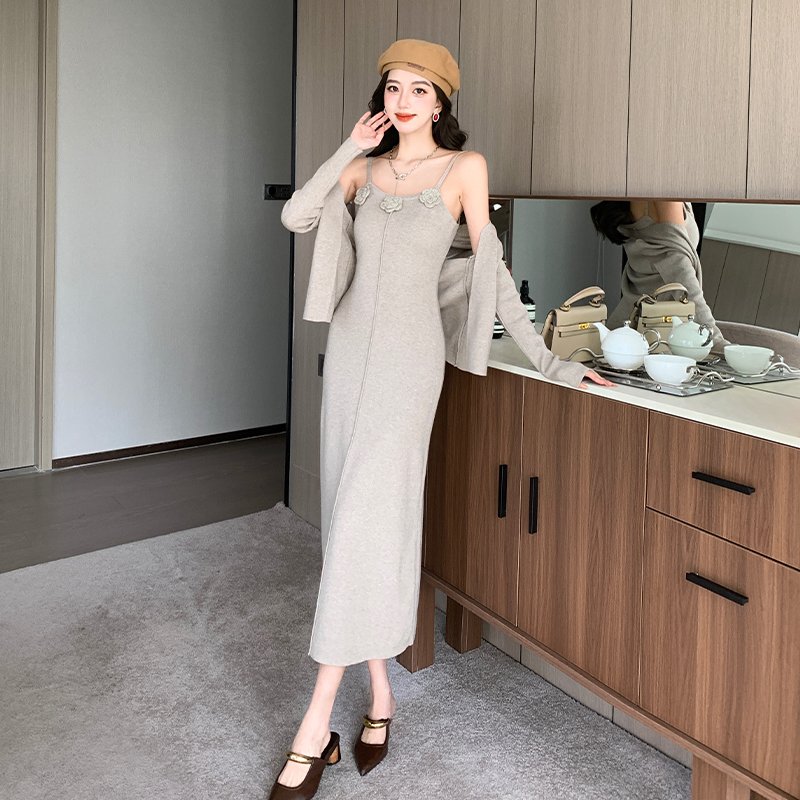 American style cardigan sexy dress 2pcs set for women