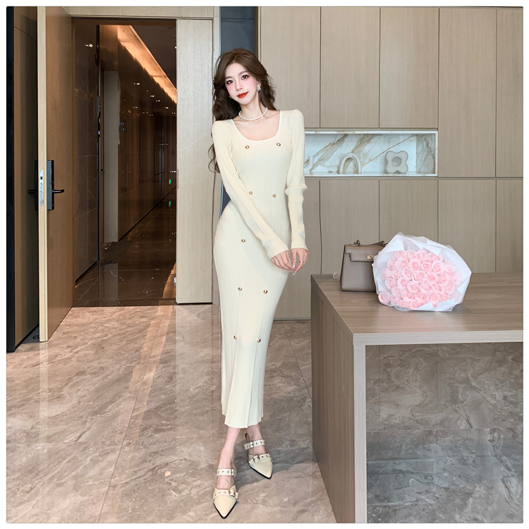 Temperament dress knitted long dress for women