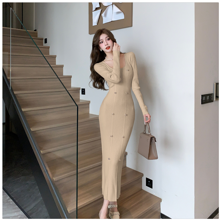 Temperament dress knitted long dress for women