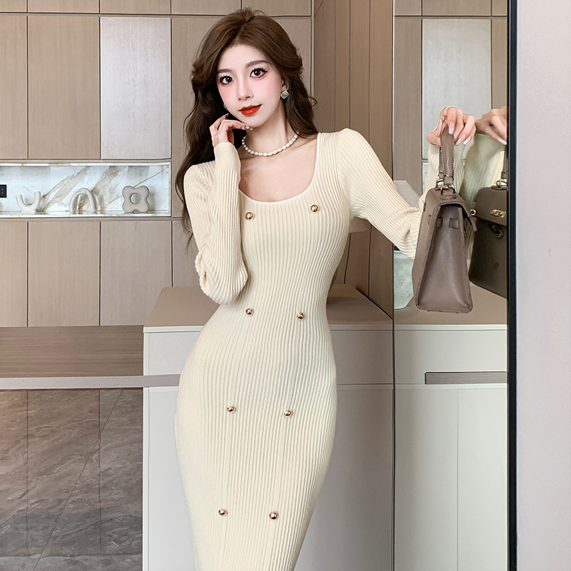 Temperament dress knitted long dress for women