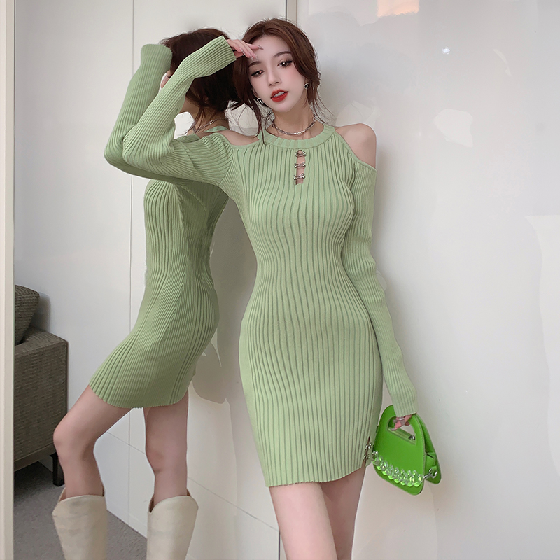 Tight long sleeve T-back spicegirl dress for women